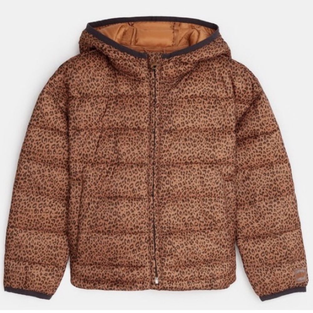 Baby GAP Leopard Animal Print 100% Recycled Lightweight Puffer Jacket